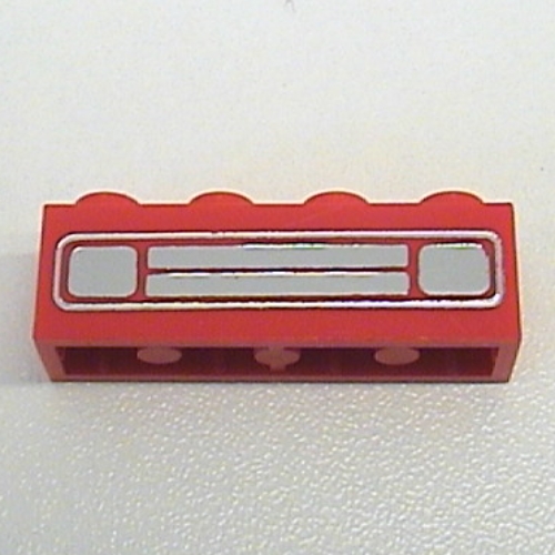 Brick 1 x 4 with Chrome Car Grill Print [Undetermined]