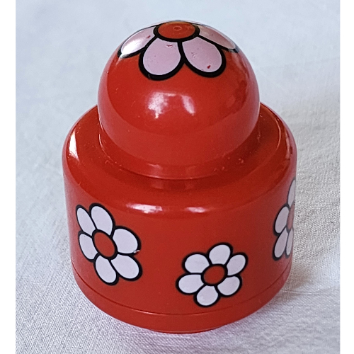 Primo Brick 1 x 1 with Round Rattle, Flower print