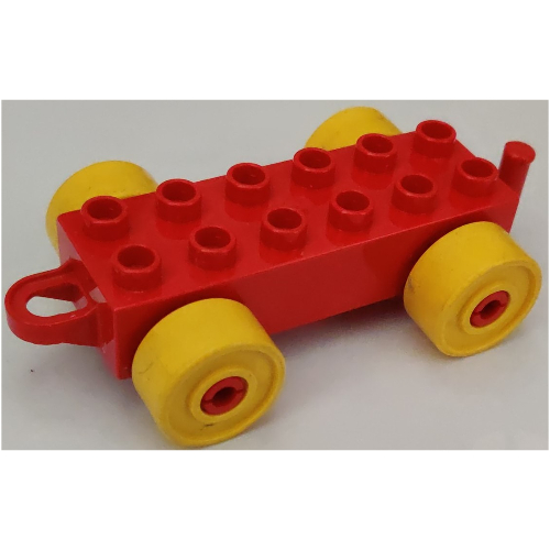 Duplo Car Base 2 x 6 with Yellow Wheels, (Old Style) Closed Hitch End