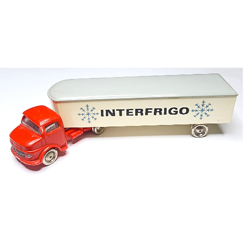 HO Scale Mercedes Refrigerated Truck - Interfrigo, Single Axle, White Trailer