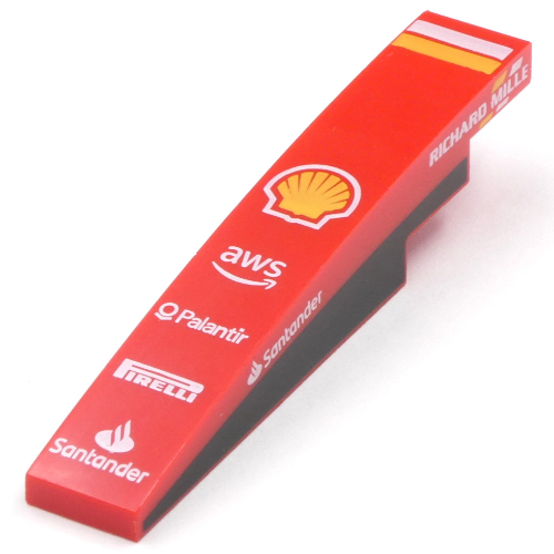 Brick Curved 1 x 6 with Black Sides, White/Yellow Stripes, Yellow Shell, White Sponsors print