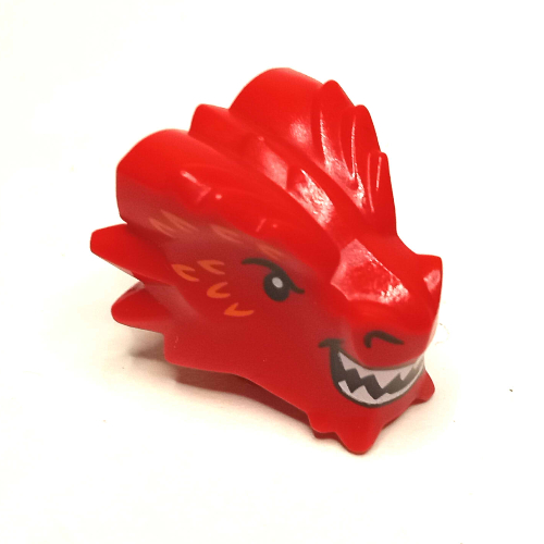 Minifig Head Special, Metal Dragon with White Teeth, Orange Markings print