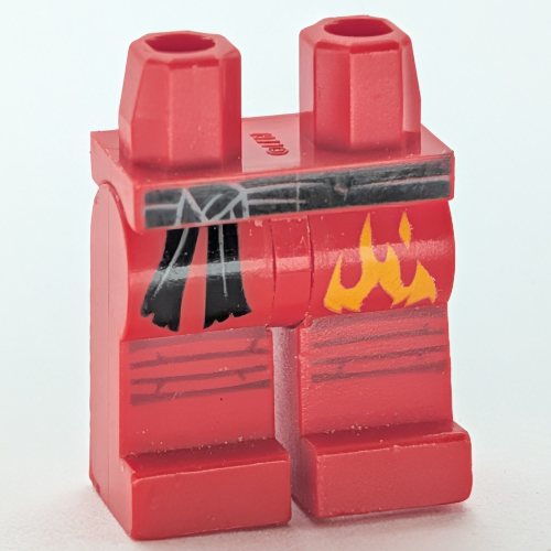 Hips and Red Legs with Black Sash Belt, Orange Flames print