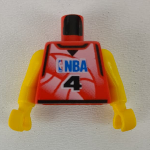 Torso Basketball Jersey, NBA Logo and '4' Print, Long One Piece Arms Yellow (NBA)