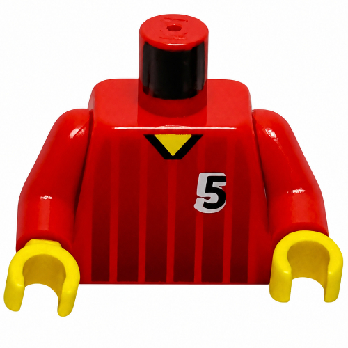 Torso, Soccer Shirt, Black Fading Stripes and '5' Front and Back Print, Red Arms, Yellow Hands