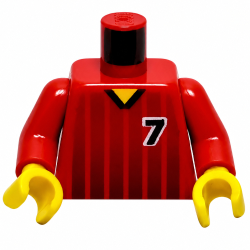 Torso, Soccer Shirt, Black Fading Stripes and '7' Front and Back Print, Red Arms, Yellow Hands