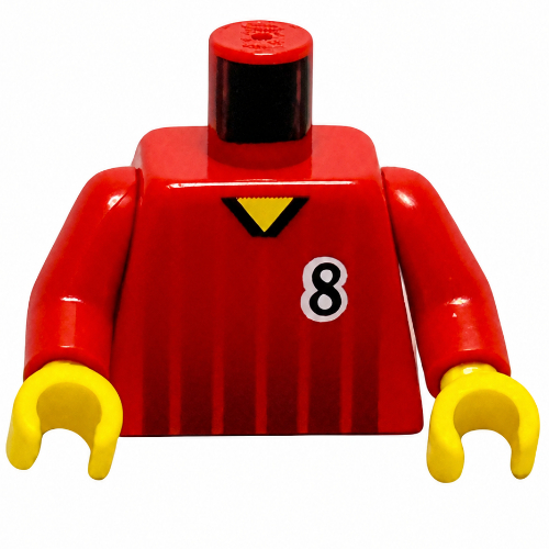 Torso, Soccer Shirt, Black Fading Stripes and '8' Front and Back Print, Red Arms, Yellow Hands