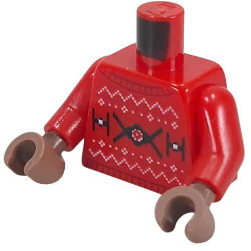Torso, Red Arms, Medium Brown Hands with print