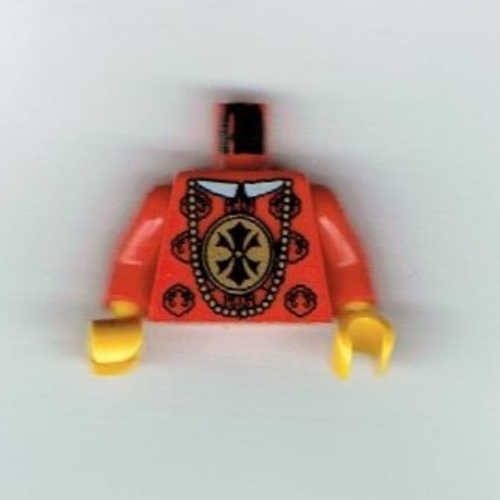 Torso Robes with Gold Medallion and Necklace Print (Chinese Emperor), Red Arms, Yellow Hands