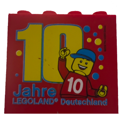 Brick 2 x 4 x 3 with '10 Jahre LEGOLAND Deutschland' print