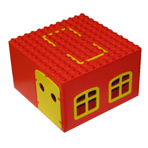 Duplo Building, House 12 x 12 with Doors and Fixed Windows, and Handles