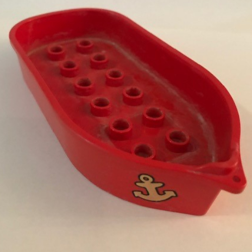 Duplo Boat with 12 Studs and Anchor Print