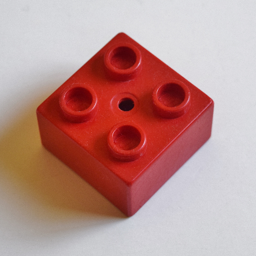 Duplo Brick 2 x 2 with Small Center Hole (For Pull Toy)