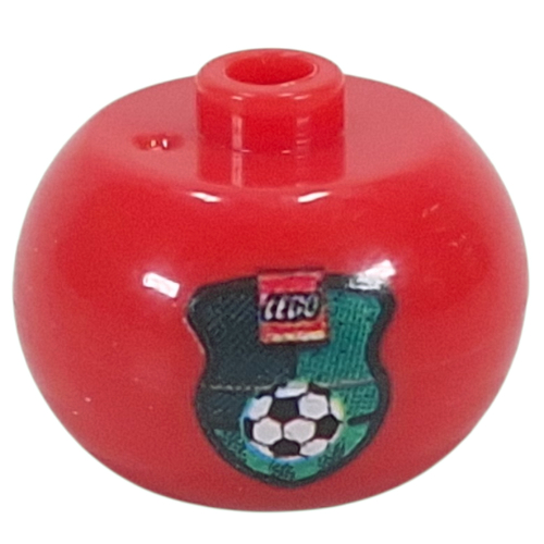 Pen Bead, Round Orb with Green Shield, Soccer Ball, LEGO Logo Print
