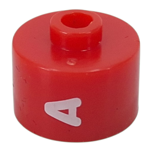 Pen Bead, Round Long, Flat Edge with White 'A' print