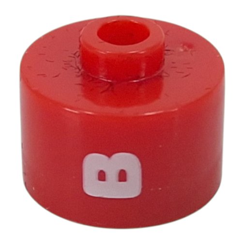 Pen Bead, Round Long, Flat Edge with White 'B' print