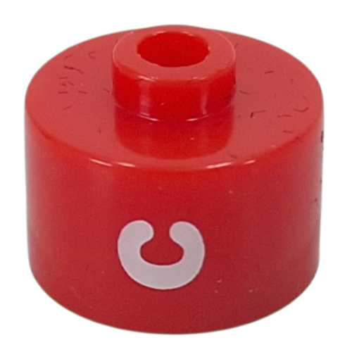 Pen Bead, Round Long, Flat Edge with White 'C' print