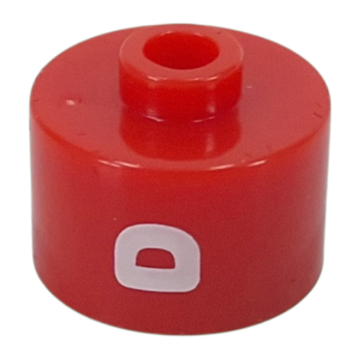 Pen Bead, Round Long, Flat Edge with White 'D' print
