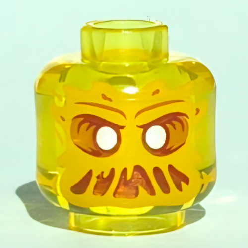 Minifig Head Ghost Waylon, with Bright Light Orange Face, White Eyes, Open Slime Mouth Print