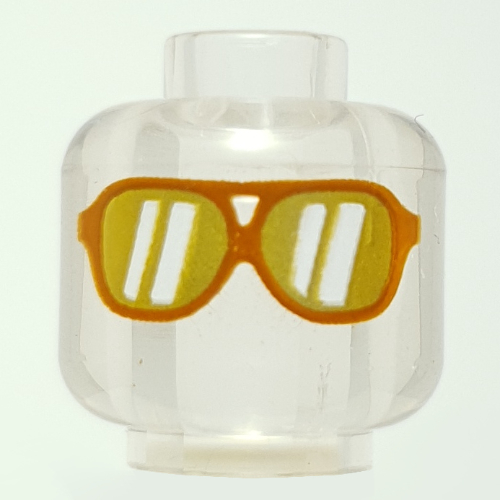 Minifig Head Mr. Pale, Dark Orange Glasses, Gold Lenses Print