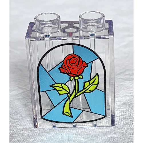 Duplo Brick 1 x 2 x 2 with Glass Stained Window, Rose print