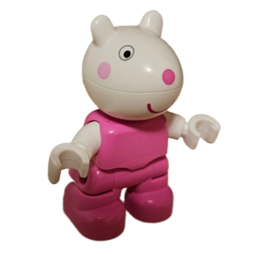 Duplo Figure Child, Rabbit with White Head, Dark Pink Nose print