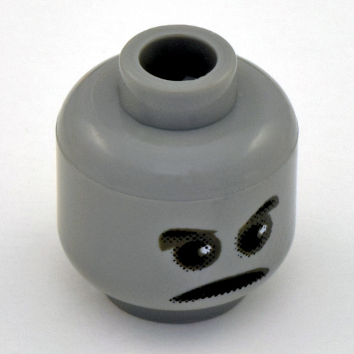 Minifig Head Peeves / Knight, Ghostly Gray Face, Eyebrows, Pupils Print [Blocked Open Stud]
