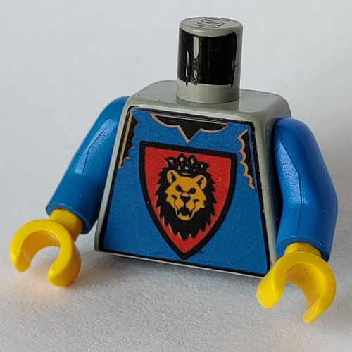 Torso Vest, Shield and Lion Head Print, Blue Arms, Yellow Hands