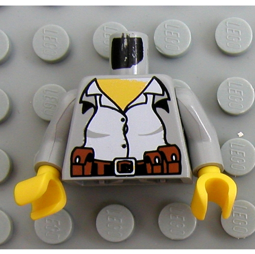 Torso Jacket over White Shirt, Belt with Pouches Print, Light Gray Arms, Yellow Hands