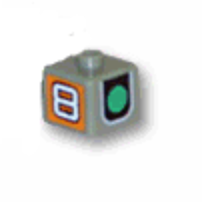 Pen Bead, Square with Green Traffic Light Print