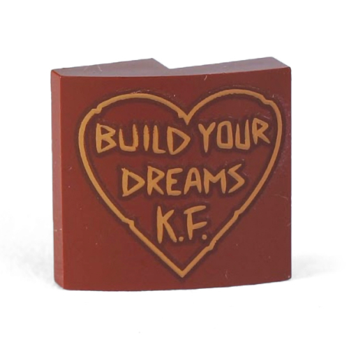 Brick Curved 2 x 2 x 2/3 with 'Build Your Dreams K.F' in a Heart Print