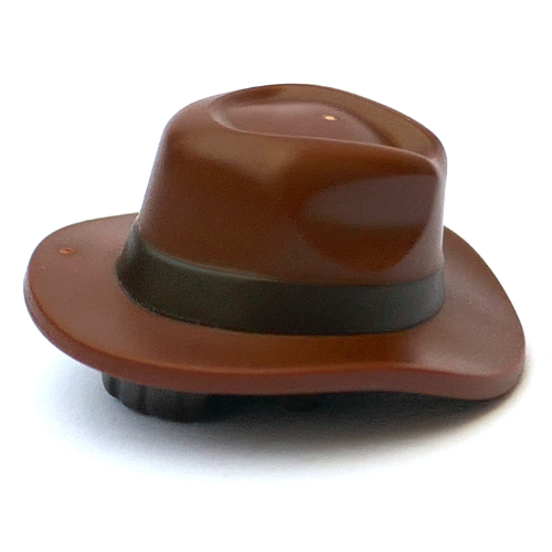 Hair and Hat, Fedora, Wide Brim, Dark Brown Hair and Belt Pattern