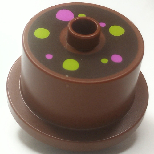 Duplo Food 2 x 2 Round Cake with Stud on Top with Lime, Dark Pink Decorations print