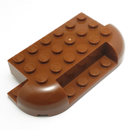 Brick Curved 4 x 8 with Rounded Ends, 1 x 4 Cutout in Front, 2x 1 x 2 cutouts in Back