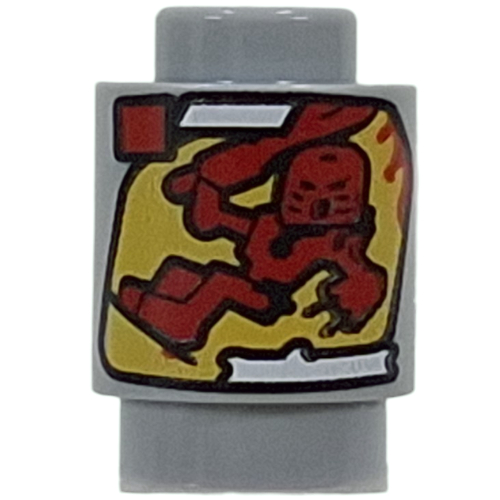 Brick Round 1 x 1 Open Stud with Bionicle Cannister, Tahu print