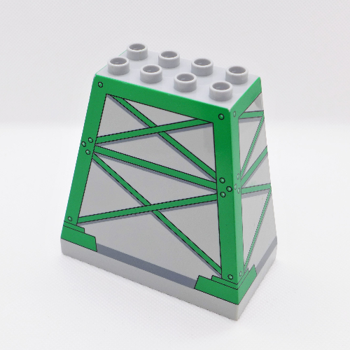 Duplo Brick 3 x 6 x 5 Slope 75° All Sides with Green Girders (Cranky) Print