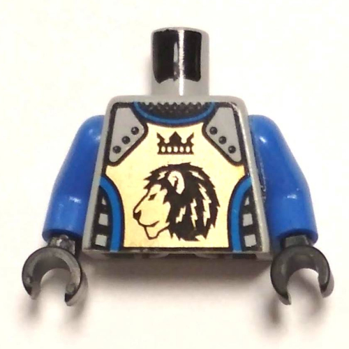Torso Armor, Lion with Crown Print, Blue-Violet Arms, Black Hands