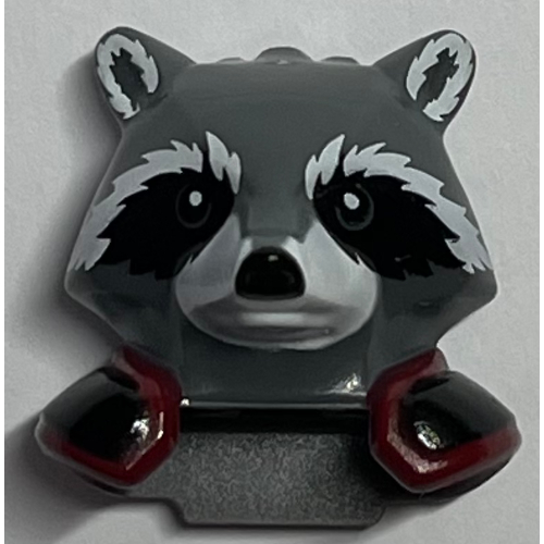 Minifig Head Special, Raccoon with Dark Red and Black Shoulder Pads Print (Rocket)