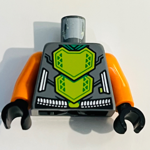 Torso, Armor, Lime Scale Plates print, Orange Arms, Black Hands
