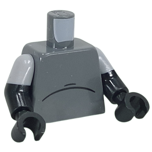 Torso, Dual Molded Arms with Black Crease Line print, Light Bluish Gray Sleeves Pattern, Black Arms and Hands