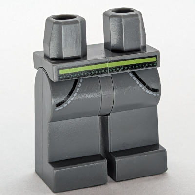 Hips and Dark Bluish Gray Legs with Lime Belt with Dots, Pockets Print