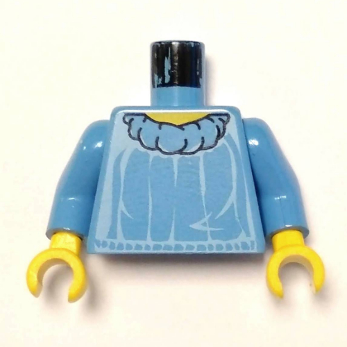 Torso Sweater with Big Collar Print, Medium Blue Arms, Yellow Hands
