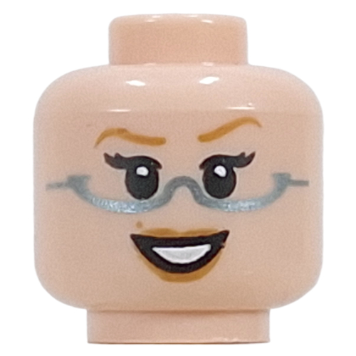 Minifig Head Fairy Godmother, Nougat Eyebrows, Peach Lips, Silver Half Glasses, Smile, Raised Eyebrow / Shocked
