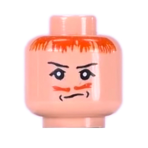 Minifig Head Peter Pettigrew (Wormtail), Moustache, Hair, Eyebrows, White Pupils, Dimples Print [Blocked Open Stud]