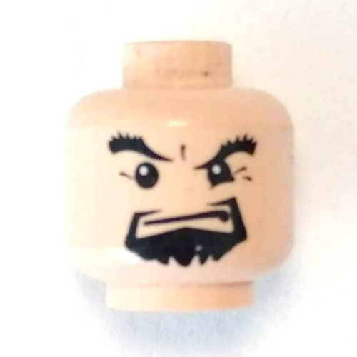 Minifig Head Igor Karkaroff, Goatee, Thick Eyebrows and Squint, Grimace Print
