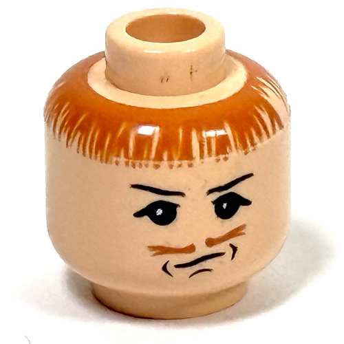 Minifig Head Peter Pettigrew (Wormtail), Moustache, Hair, Eyebrows, White Pupils, Dimples Print [Blocked Open Stud]