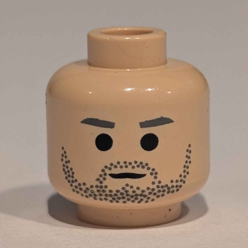 Minifig Head Owen Lars, Gray Stubble and Gray Eyebrows Print [Blocked Open Stud]