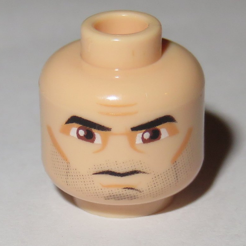 Minifig Head Captain Rex, Thick Eyebrows, Brown Eyes, Fine Stubble Print [Blocked Open Stud]