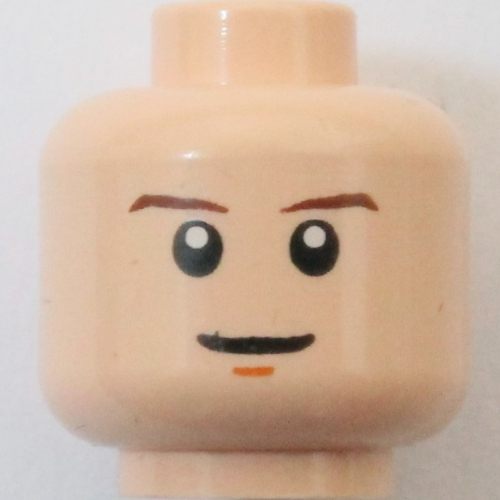 Minifig Head Luke Skywalker, Brown Eyebrows, White Pupils and Chin Dimple Print
