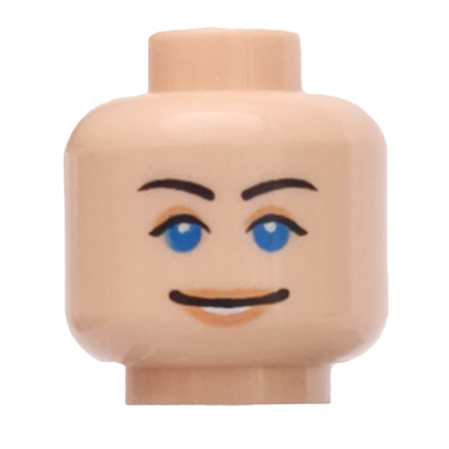Minifig Head Marion Ravenwood, Dual Sided, Blue Eyes with Brown Eyebrows Scared / Smile Print [Blocked Open Stud]
